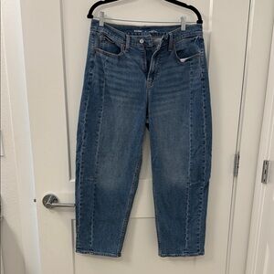 Old Navy High-Rise Ankle Barrel Leg Blue Jeans